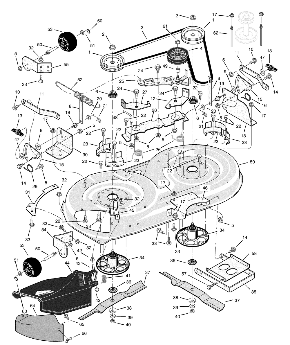 Mower Housing Diagram and Parts List for 425638X692A 2003 Briggs and Stratton Lawn Tractor